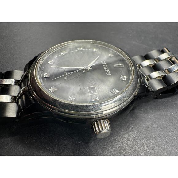 Citizen Eco-Drive Corso Diamond Accent Date Gunmetal Watch 37MM E111-R020728 main image 5
